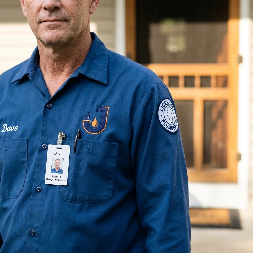 Licensed plumber showing ID badge in Orting, WA