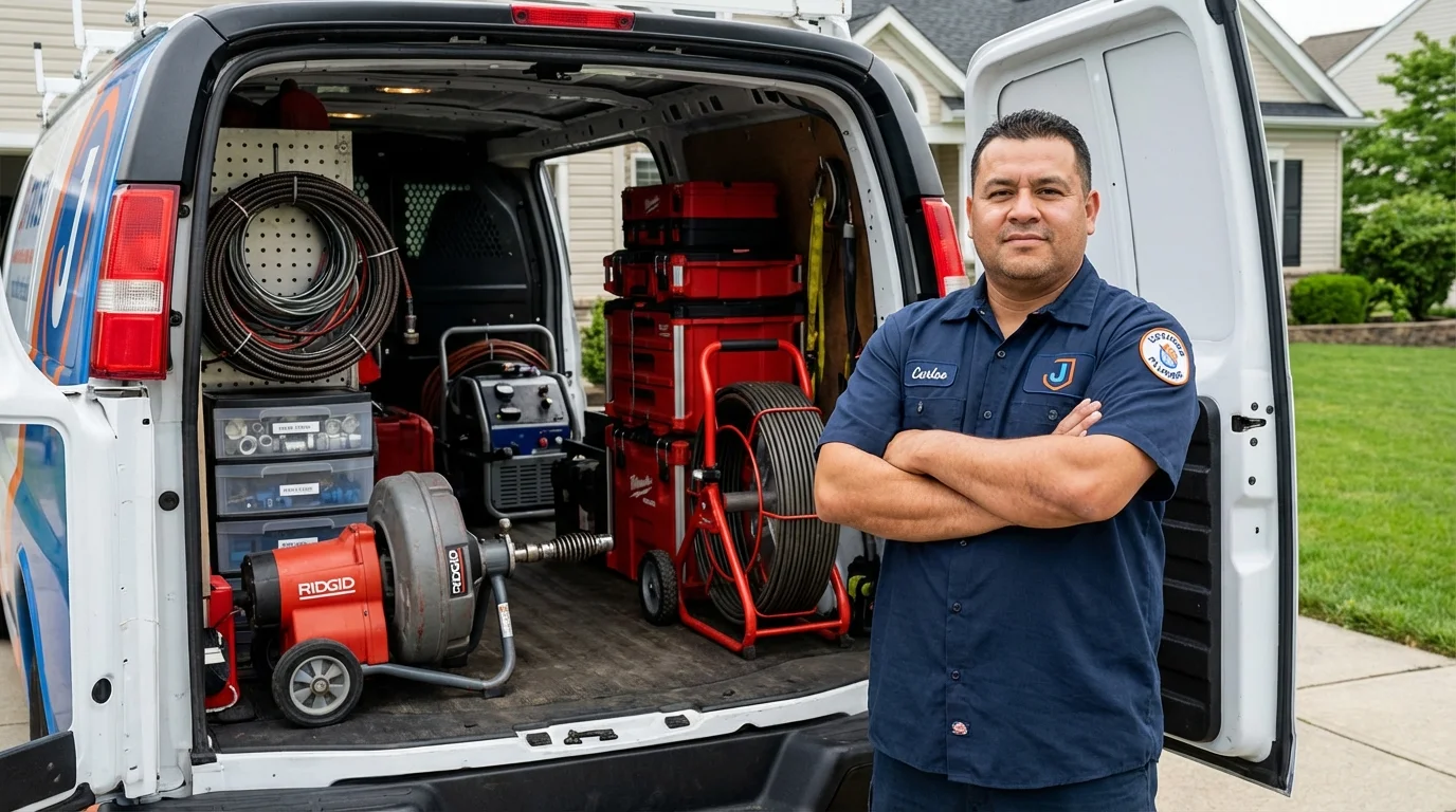 Professional drain cleaning equipment and Johns Plumbing LLC plumber in Orting