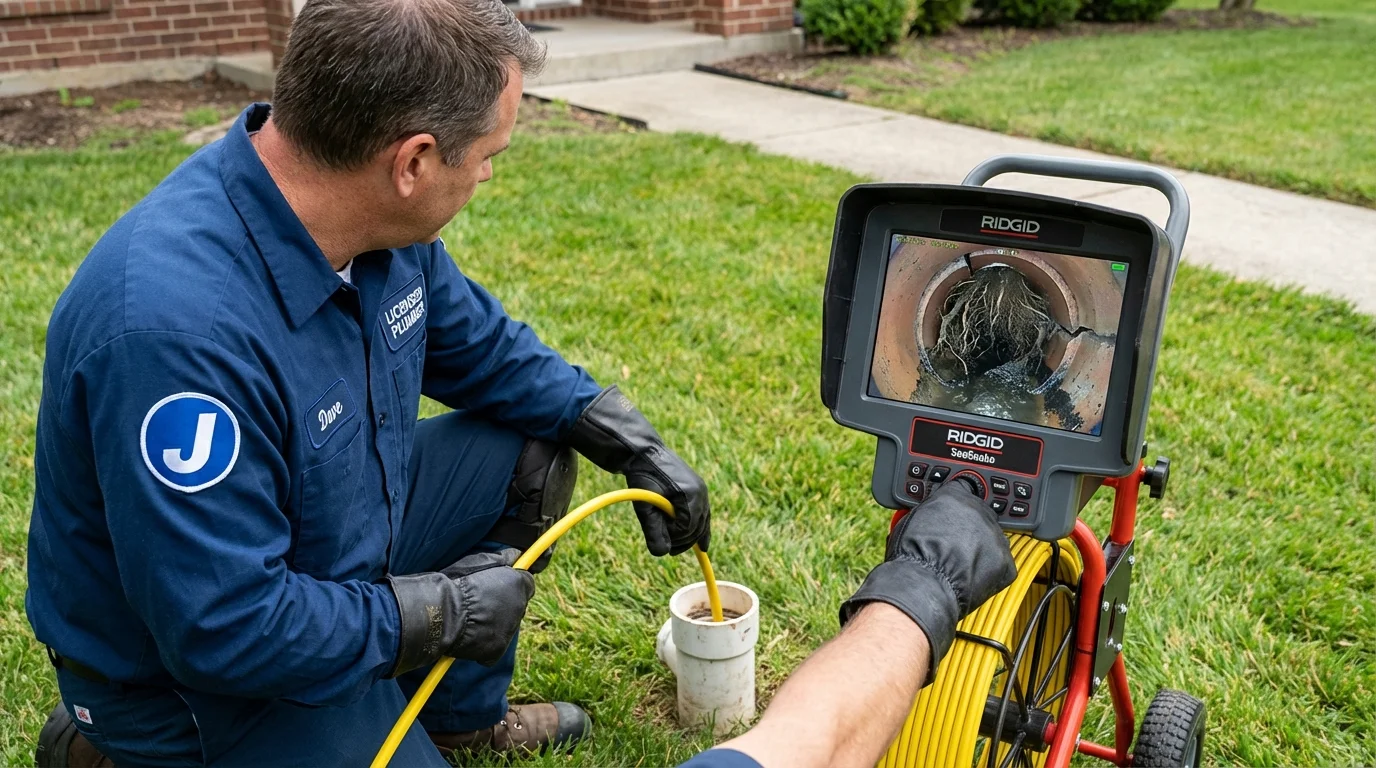 Sewer camera inspection being performed by Johns Plumbing LLC in Orting