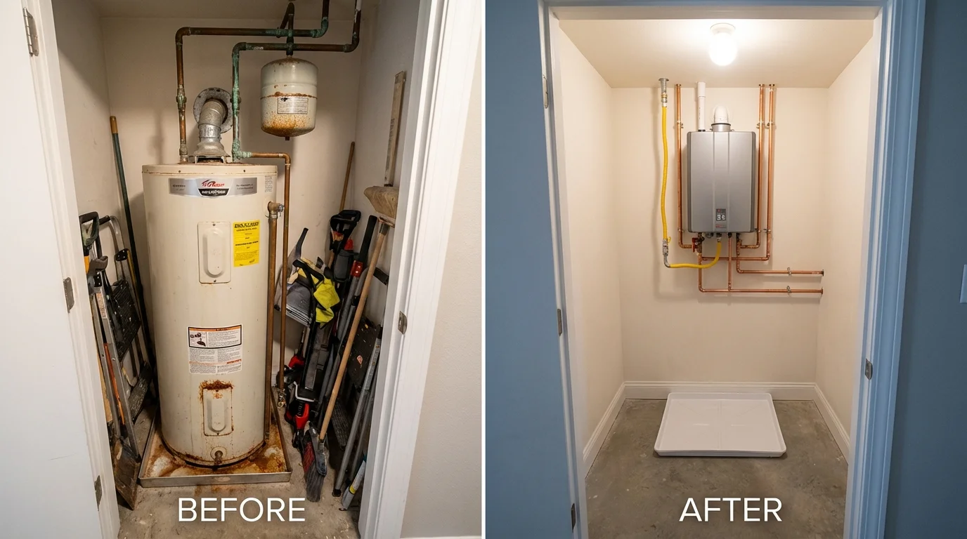 Tank water heater versus wall-mounted tankless unit comparison for Orting, WA homeowners